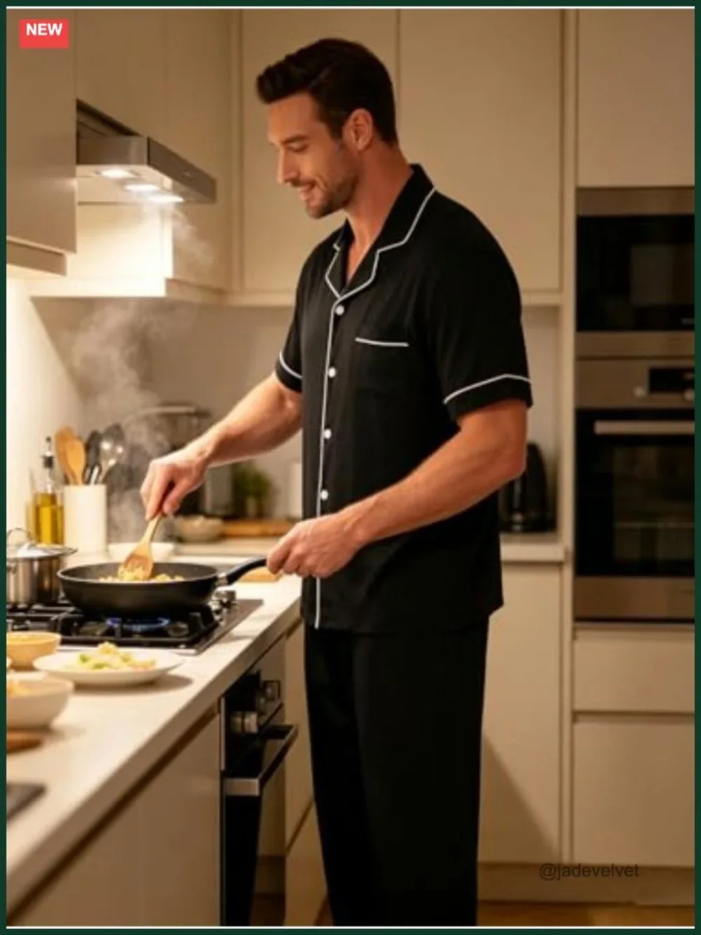 Men's Pajama Set Short Sleeve Button Down Loungewear with Pockets S-3XL